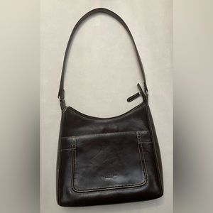 Kenneth Cole Reaction Dark Brown Leather Small Shoulder Purse w/Contrast Stitch